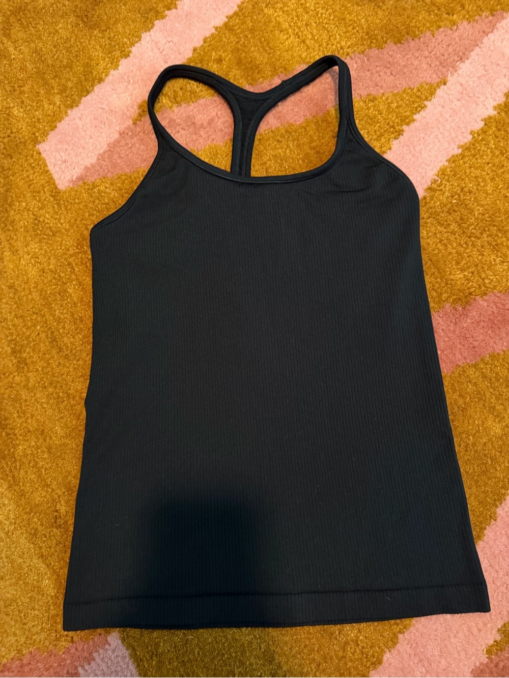 Bloomingdale's Black Ribbed Racerback Tank Top